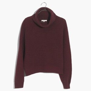 Madewell Side-Button Turtleneck Sweater in Heather Cherry size X-Small Chunky